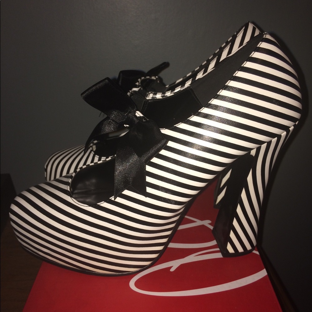 Demonia Striped Platform Heels